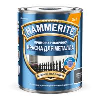Краска для металла HAMMERITE RU гладкая глянцевая RAL7016 Темно-серая 0,75л